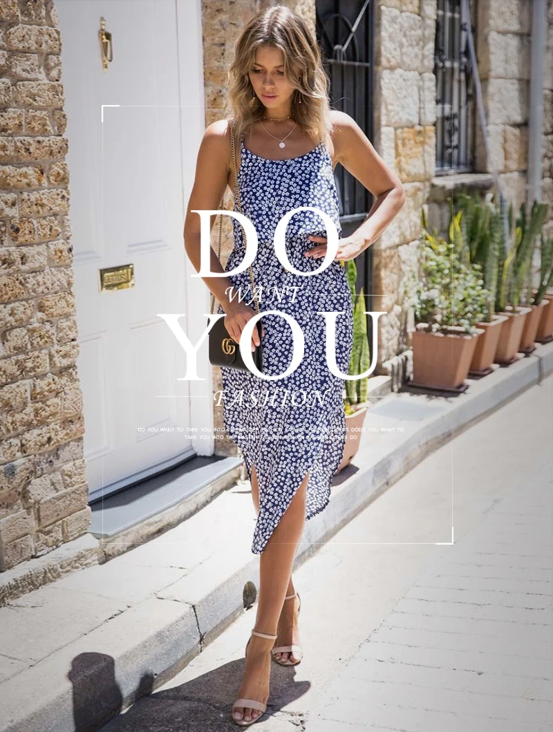Chiffon Sundress Women Summer Dress Long 2018 Print Backless Vestidos Strap Sleeveless Sexy Sashes Split Irregular Beach Dresses