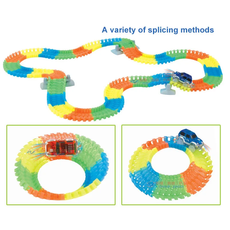 

192PCS Miraculous Glowing Race Track set Flash in the Dark Assembly Car Toy Glow Racing Track Set for Children kid Gift