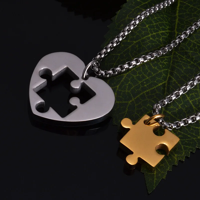 Metal Color: Men Davitu Hot Popular Fashion Design Lovers Necklace Silver//Rose Gold and Black Unique Design Pendant Necklace for Couples