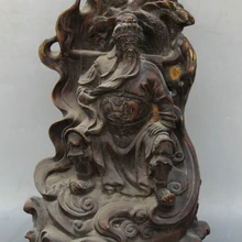 S1914 1" Китайский Бронзовый Народная горы Гуань Гун Юй Воин Бог рыцарь Целом Статуя