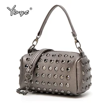 

YBYT brand 2018 new vintage casual women rivets boston bag ladies handbags mini messenger package female shoulder crossbody bags