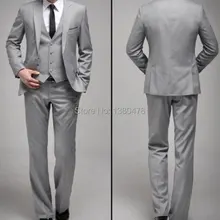 Пользовательские костюм жениха Смокинги для женихов светло-серый 1 кнопка нагрудные пик Best мужчина дружки Для мужчин свадьба/костюмы для выпускного Жених jacketpantstievest
