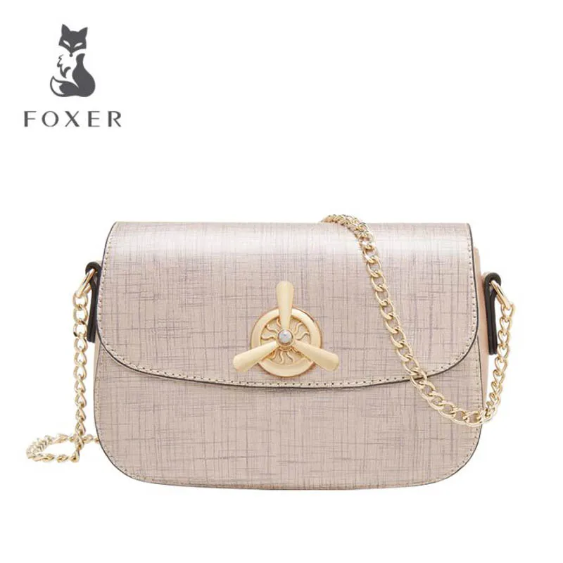 

FOXER Brand 2018 New Fashion Chain Strap Crossbody Bag Women Leather Shoulder bag Ladies Bag Female Messenger bag