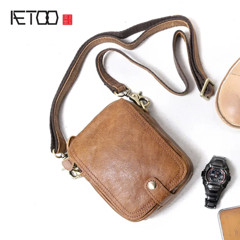 

BJYL Handmade Men 's Bags Shoulder Small Sacks Outdoors Portable Cowhide Cross - Pack Casual Mini Mad Horse Pockets Men