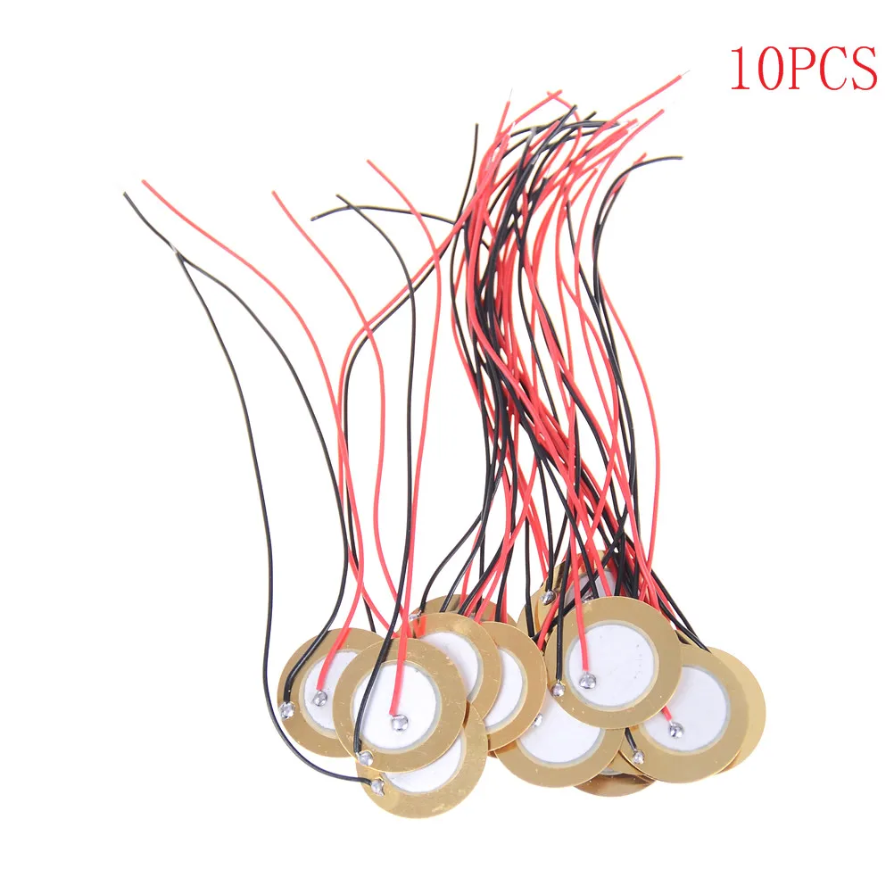 10 шт./лот 20 мм пьезо керамические элементы эхолот сенсор триггер барабанный диск+ провод медь пьезоэлектрический зуммер медь