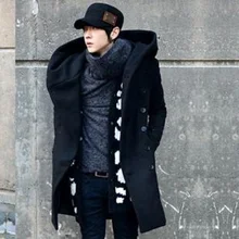 Новое поступление, мужское зимнее шерстяное и Смешанное пальто, мужское двубортное пальто средней длины, Мужская утолщенная верхняя одежда, повседневное Мужское пальто