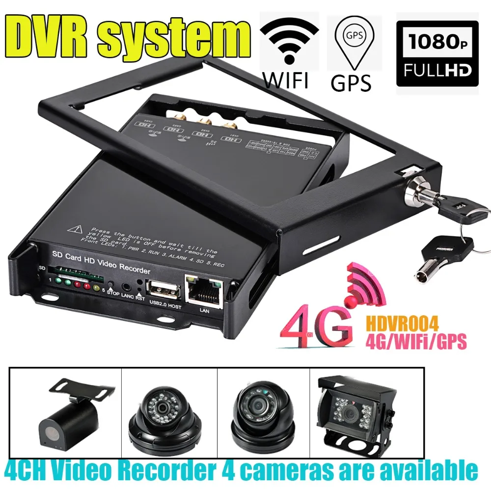 HDVR004 4CH видео рекордер 4G wifi gps HD 1080P мобильный видеорегистратор HD автобусная камера система мониторинга автобуса автомобиля DVR для такси