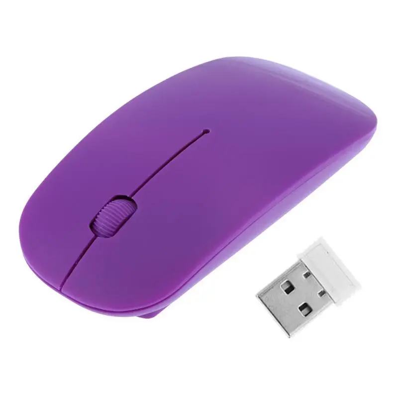 2,4 ГГц 1000 Точек на дюйм 3-кнопочный ультра тонкий usb Беспроводной оптический фотоэлектрический игровой Мышь для компьютера ПК, ноутбука, настольного компьютера 7 Карамельный цвет - Цвет: Фиолетовый