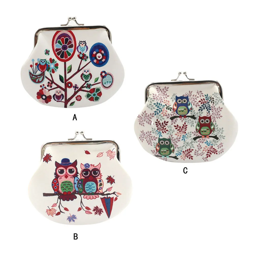 

animal printing coin purse Women wallets Women Owl mini bag small purses wallets Coin Purse Holder mini Clutch pochette*0.35