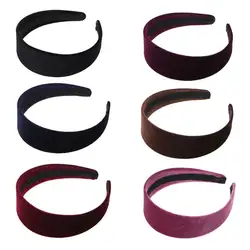 1 шт. женские модные бархатные широкая лента для волос повязка на голову простой черный случайный цвет