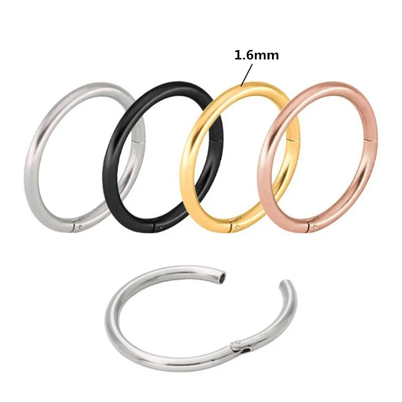 

Shi06 316 L Stainless Steel Men 1.6mm Circle Hoop Earrings Vacuum Plating Good Quality No Easy Fade Allergy Free Many Size Color