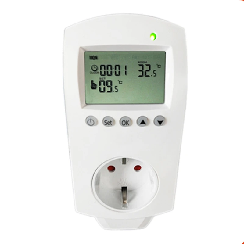 

LCD Display 16A Digital Room Thermostat Plug in Thermostat EU Socket For Electric Floor Heating System