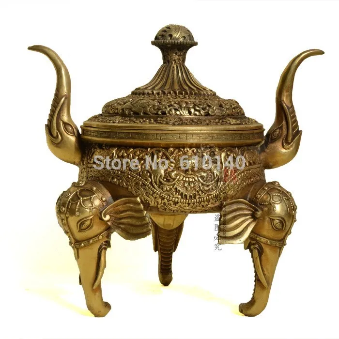 

Copper like feng shui bronze tripod censer large elephant ornaments Lucky Craft