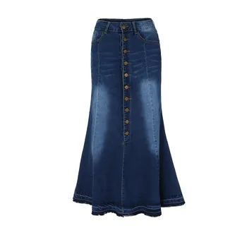

Womens Fashion Denim Skirts Long High Waist Button Pocket Front Fishtail Maxi Skirts befree women skirts autumn winter W614