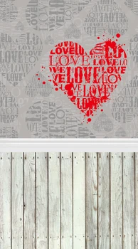 

Two in one backdrop valentine's day background and wooden floor backgrounds 5ftX7ft D-399