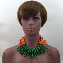 Gorgeous Coral Bridal Necklace Earrings Set Handmade African Wedding Beaded Fashion Women Jewelry Set for Party QW104