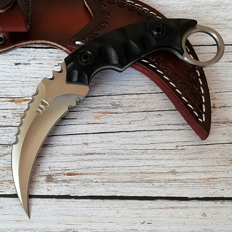 Топовый тактический нож karambit D2 стальное средство для выживания на открытом воздухе ножи с фиксированным лезвием G10 Ручка кожаная оболочка zt navaja cs go cuchillo