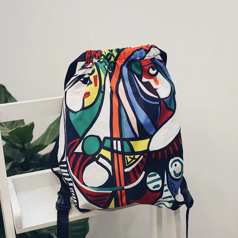 Menghuo Designer 6 Patterns Cat Printing Women Classic Mochila Drawstring Bags Travel backpack School Bag Leisure Bagpack Brand (11)