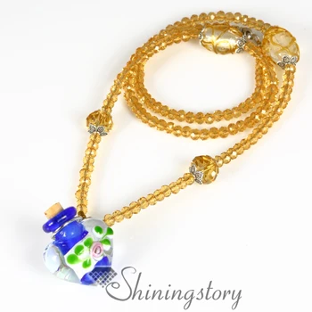 

heart foil aromatherapy inhaler venetian glass aroma pendant jewelry essential oil diffuser necklaces wholesale essential