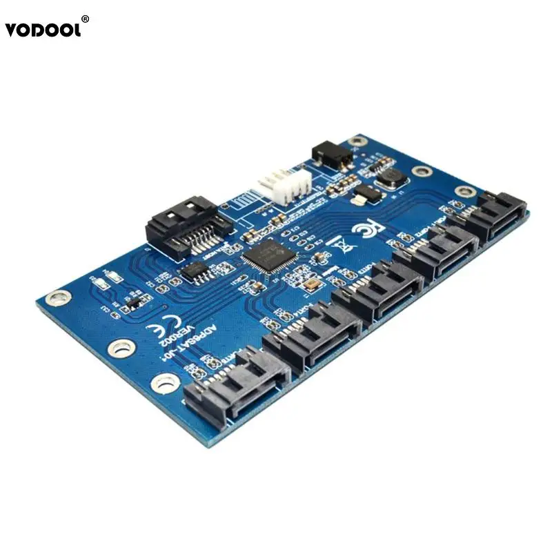 

VODOOL 1 To 5 SATA 3.0 Port 7Pin Computer Converter Adapter Cable Port Extension Card For PC Motherboard Hard Disk Riser Card