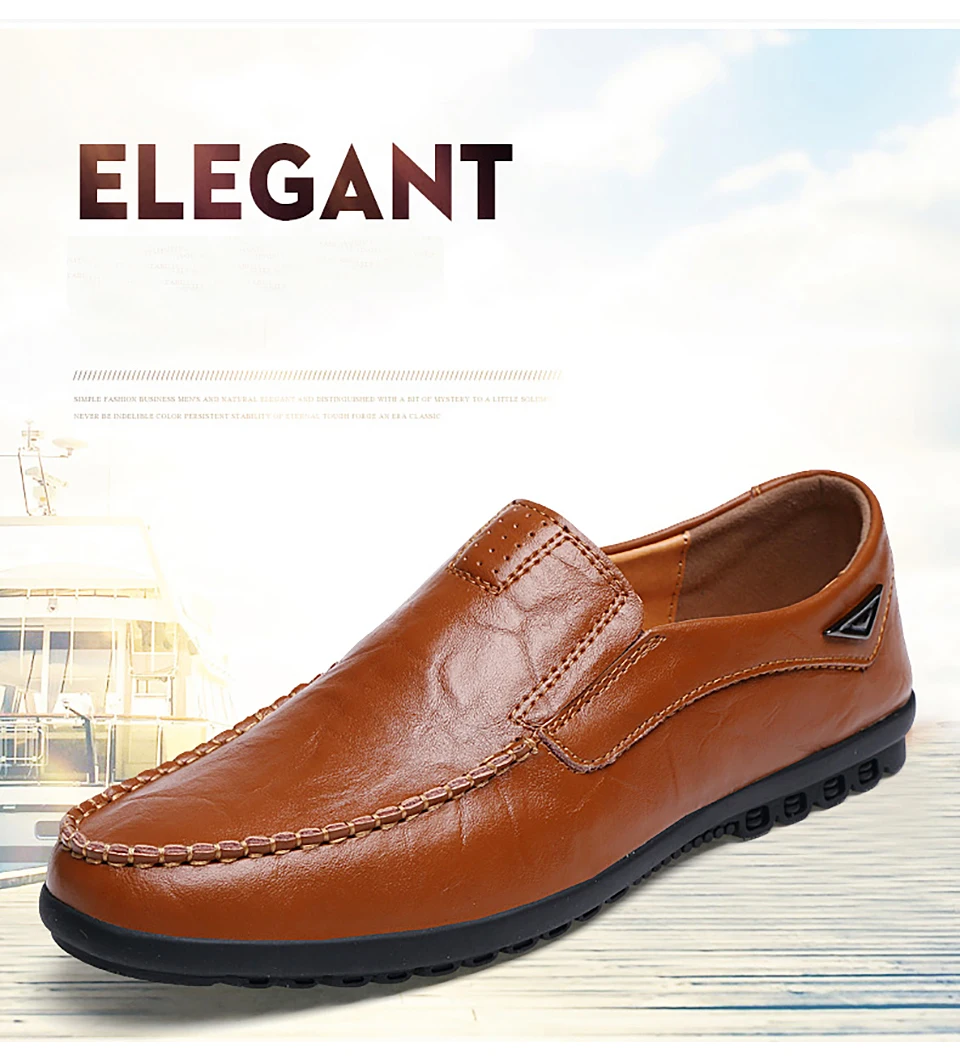Lightweight Leather Moccasin Men Flat Casual Loafers Shoes