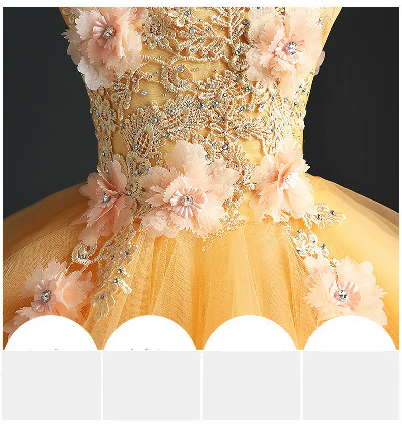 Vestido para o Casamento de Ouro Vestido de Primeira Vestido de Festa Vestido de Baile Elegante Longo Arrastando Flor Meninas Floral Tutu Crianças Pageant Comunhão 11 o Casamento de Ouro Floral Tutu Crianças