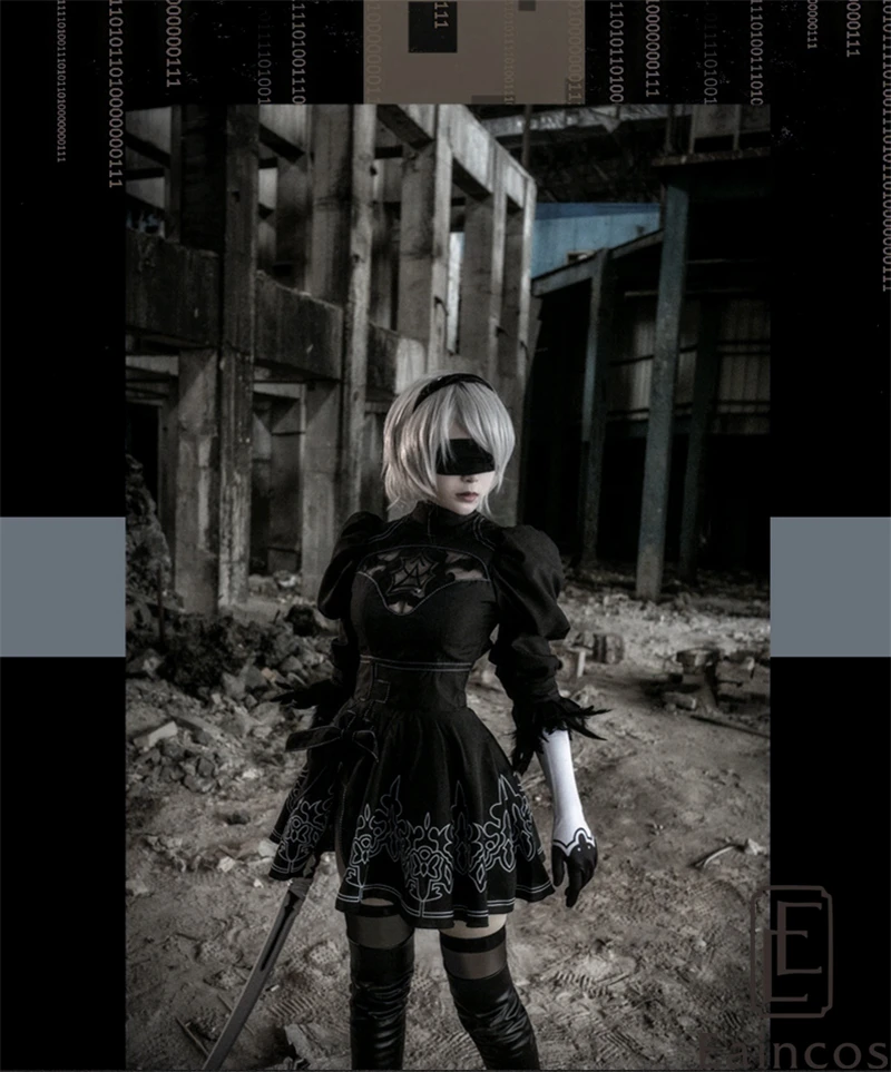 Горячий игровой НИР Automata 2B Униформа йорха № 2 Тип B Косплей Хэллоуин вечерние костюм, полный набор подгонянный размер