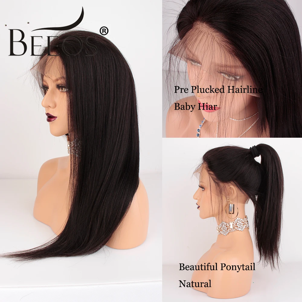 360 синтетический парик предварительно сорвал с волосами младенца бразильские Яки прямые волосы человеческих волос парики для женщин натуральный черный Remy