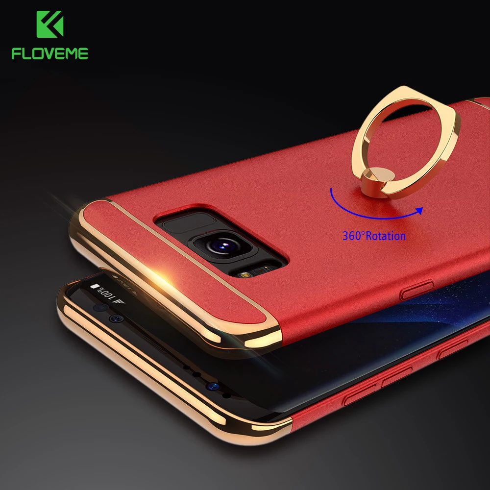 

FLOVEME Ring Holder Case For Samsung Galaxy S8 S8 Plus Note 8 Case 3 in 1 Combo Armor Stand Phone For Samsung S8 Note 8 Funda