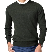 Ailaile зимний свитер мужской пуловер с круглым вырезом шерстяной свитер осенний однотонный вязаный пуловер
