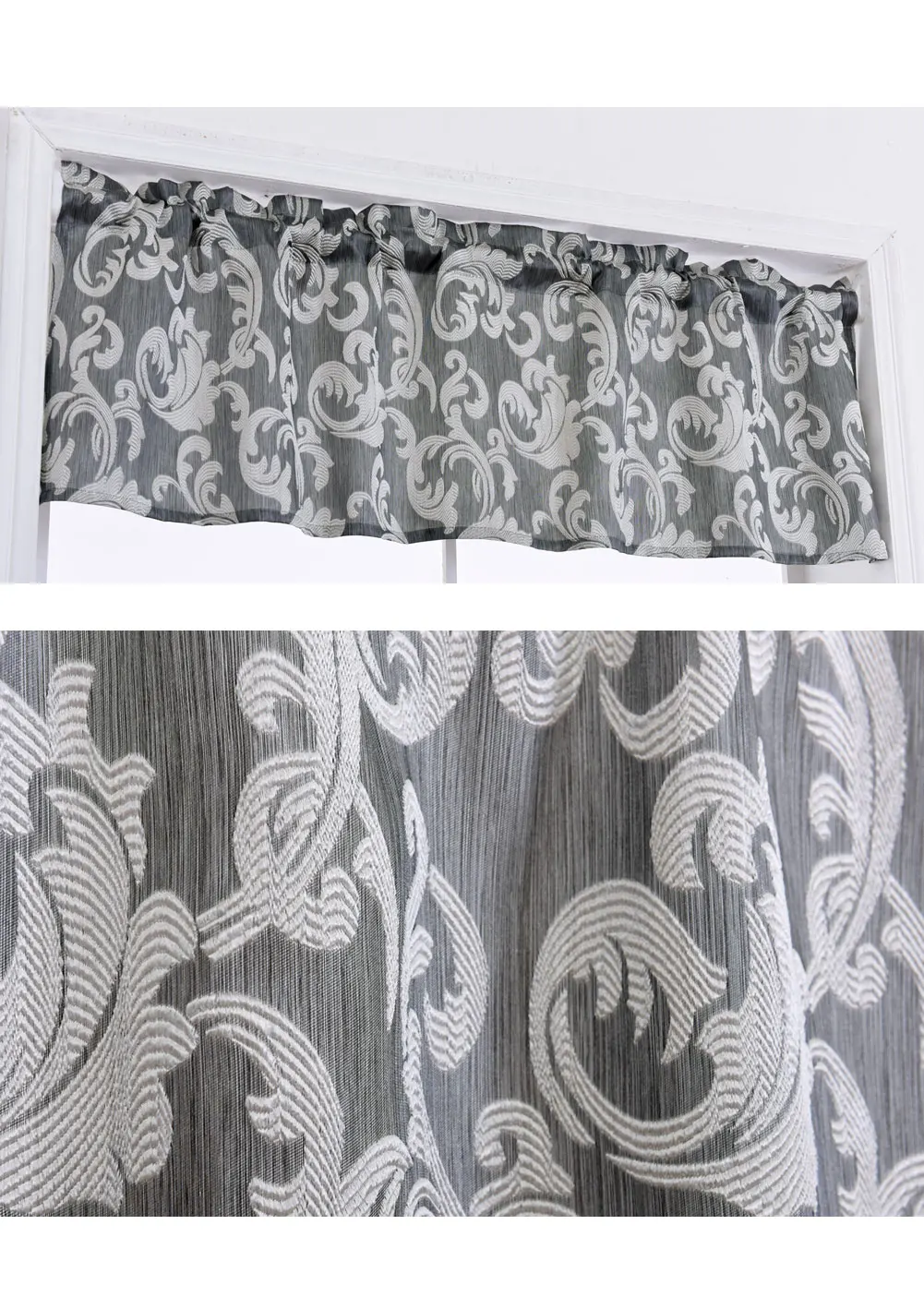 TL-SMT301_NAPEARL Short Leaves Jacquard Drops Semi Shade Curtains For Kitchen Windows European Design Fabric Rod Pocket Drapery All Match (4)