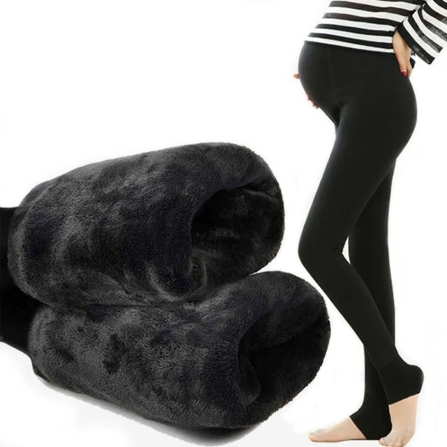 608 Winter Thicken Warm Plus Velvet Maternity Legging Elastic Waist Belly  Pantyhose Clothes for Pregnant Women