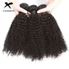 X-Elements Brazilian Kinky Curly Hair Bundles 1/3/4 Pcs Remy Human Hair Weave Bundles 8-28 Inch Natural Color Hair Extensions 1