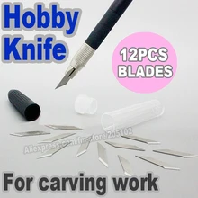 Хобби нож+ 12 шт. лезвие ножи Набор, ручка из нержавеющей стали ножи для бумаги пластик, ткань, кожа многоцелевой DIY инструмент работы