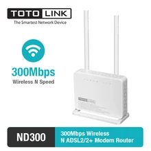 TOTOLINK ND300 Multi functional Wireless N 300Mbps ADSL 2 Modem WiFi Router with 2 x 5dBi