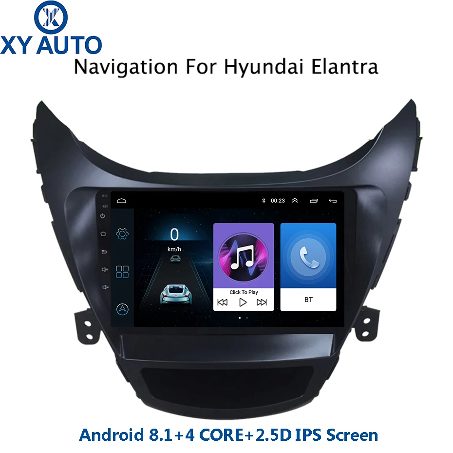 

9inch 2.5D IPS Tempered HD multi-touch screen Android8.1 NAVI for Hyundai elantra 2012-2014 with Bluetooth USB WIFI support SWC