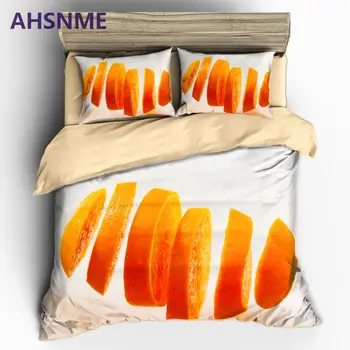 

AHSNME 3D Sweet Chopped Orange Piece Duvet Cover Sets Fruit Picture 100% Microfiber Bedding Set 3pcs