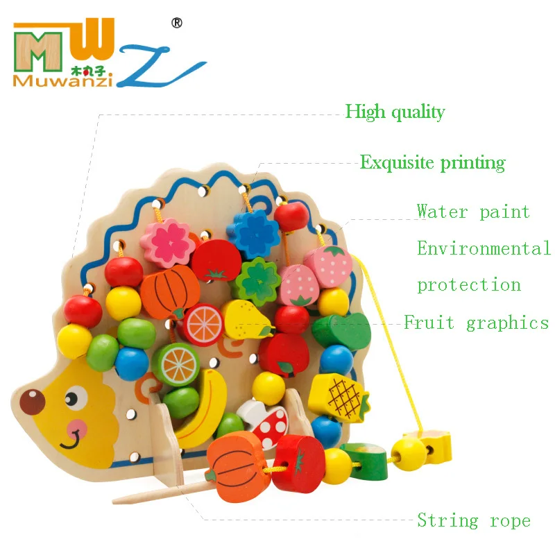 Wooden Toys 80 Pcs Wooden Hedgehog Montessori Educational Toy For Children Wood animal Learn toys  