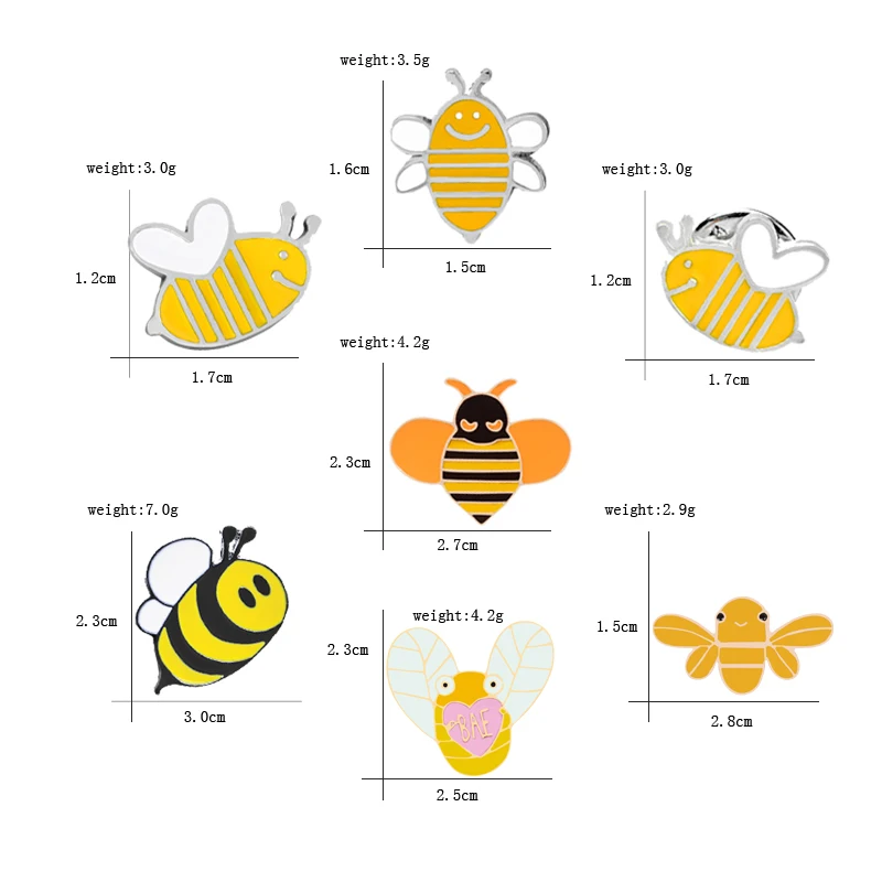 7 видов стилей желтые броши в виде пчел мультфильм муха насекомое животное эмалированные булавки джинсовые куртки воротник булавка шляпа значок модные украшения для детей Подарки