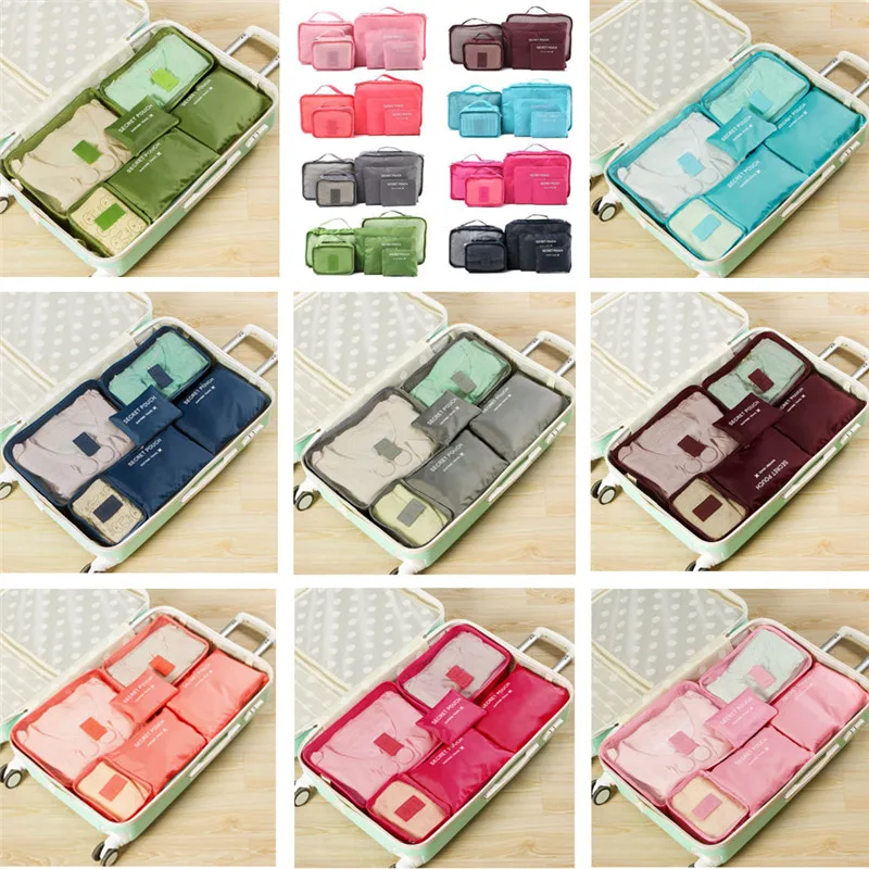 

NoEnName 6pcs Waterproof Travel Packing Cube Organizer Bag Clothes Pouch Portable Storage Case Luggage Suitcase&