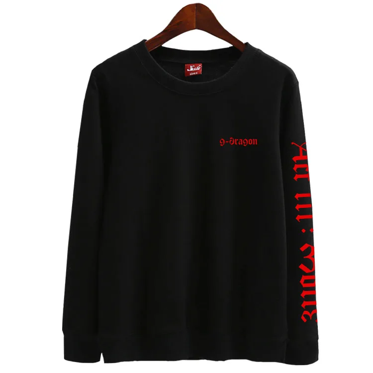  New arrival kpop bigbang gd g-dragon act iii motte printing o neck thin sweatshirt for vips fashion