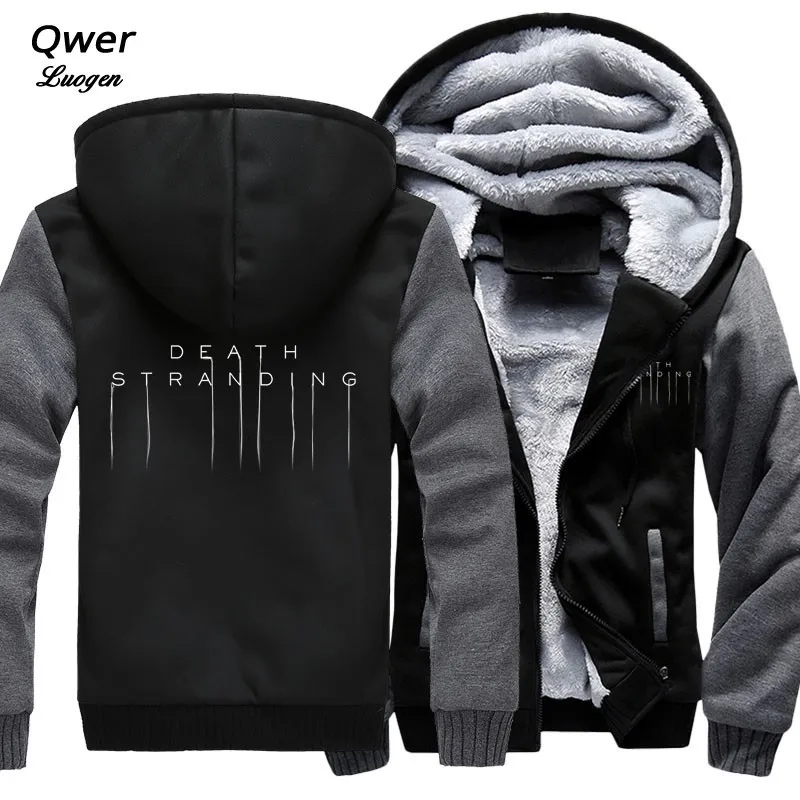 

US size Hoodies Men Women for Game Death Stranding Cosplay Coat Zipper Hoodie Fleece Thicken Jacket Sweatshirts