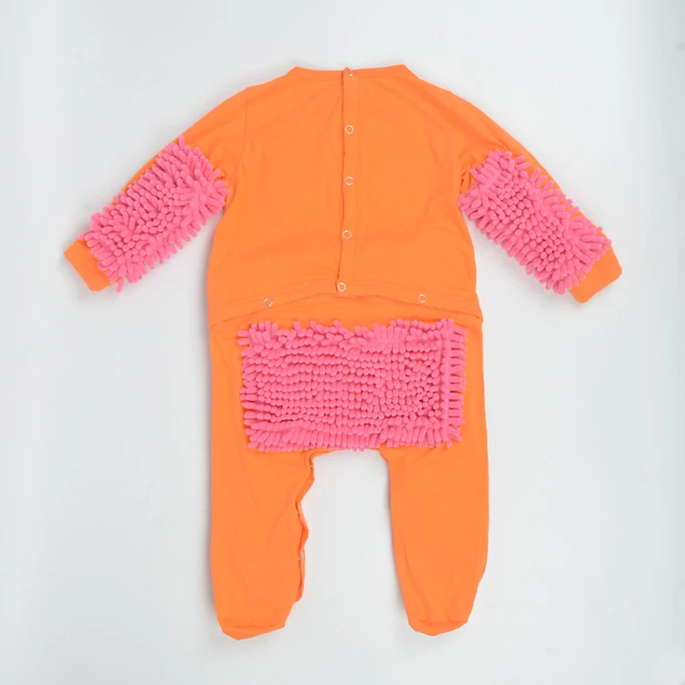 Hot Baby Mop Romper Outfit Unisex Boy Girl Polishes Floors Cleaning Mop Suit Autumn Winter Kids Crawls Toddler Swob Jumpsuit bright baby bodysuits