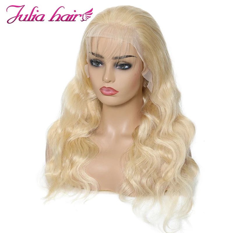 Ali Julia 13 × 4 13 × 6#613 блонд прозрачные парики на кружеве бразильские волнистые человеческие волосы парик 150% плотность с детскими волосами Remy