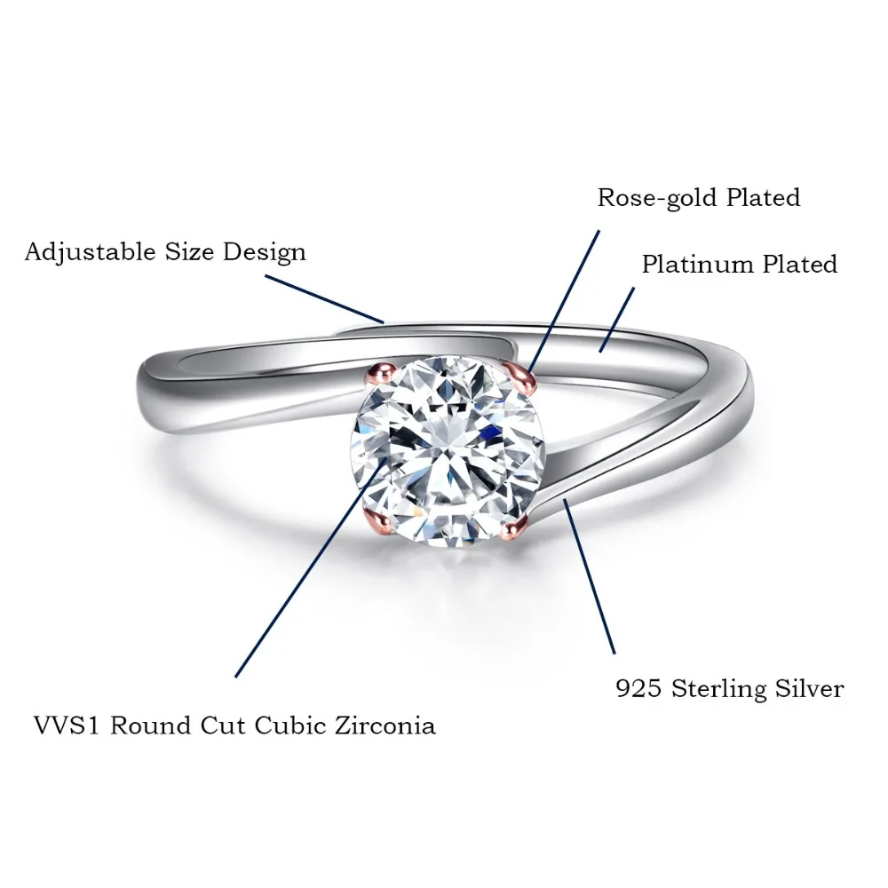 

Adjustable Size 925 Sterling Silver Solitaire Halo Simulated Diamond Engagement Propose Ring Bridal Girls Fine Jewelry