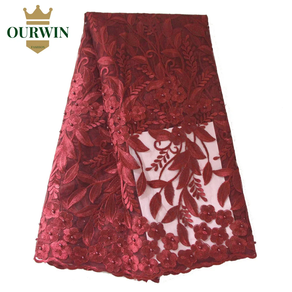 Buy Burgundy Wine Bridal Lace Fabric Beaded Embroidery