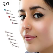 4 шт Кристалл Стразы ювелирные изделия для Тела нос ногтей кольцо 316L хирургический стальной нос шпильки уха пирсинг серьги Мода безделушка