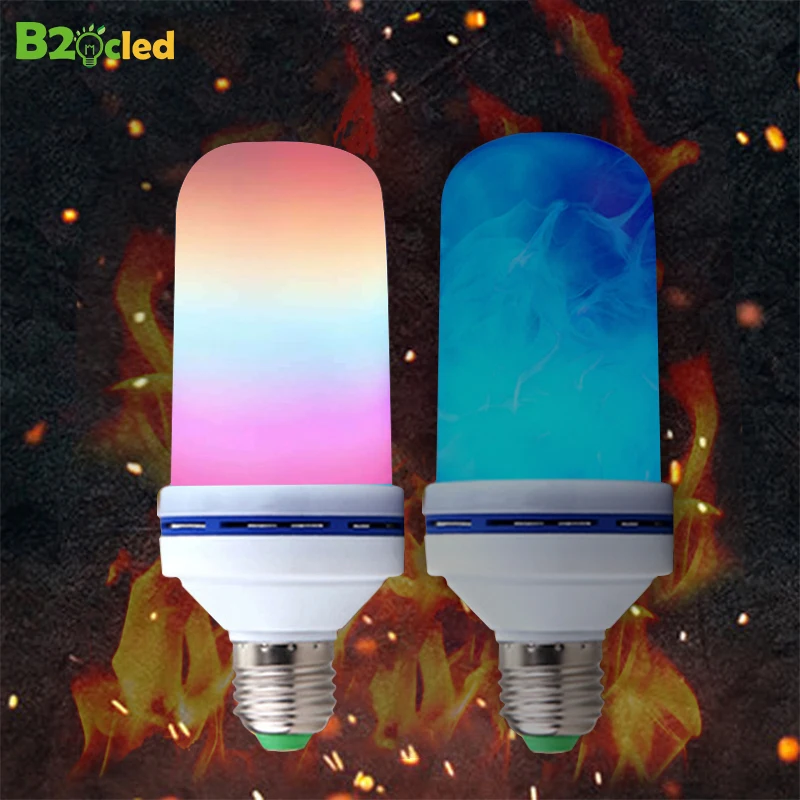 Светодиодная лампа эмуляция пламени AC 85 265 в 110 В 220 E27 3 Вт Bule Rgb лампочки с эффектом