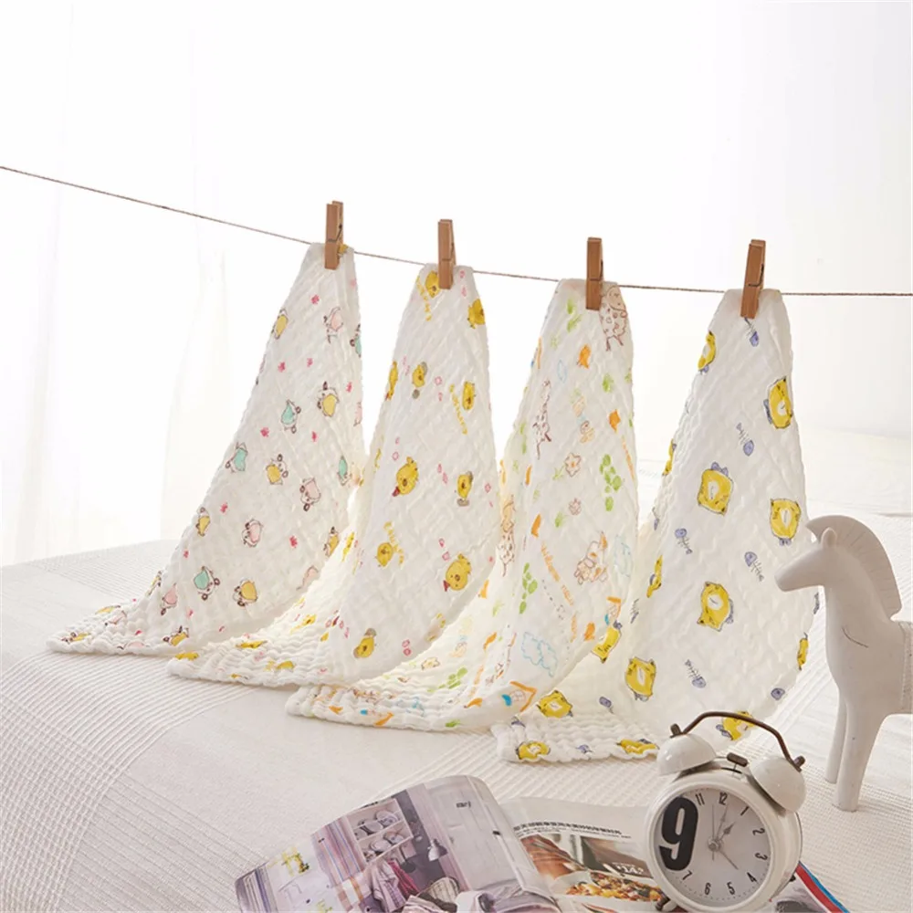 iDouillet 4 pieces Soft Newborn Baby Face Towels Set 100 Muslin Cotton