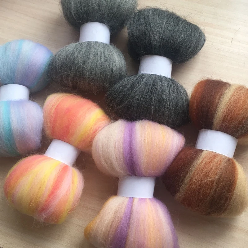 WFPFBEC mixed colors felt wool for felting 6colors 10g/color total 60g